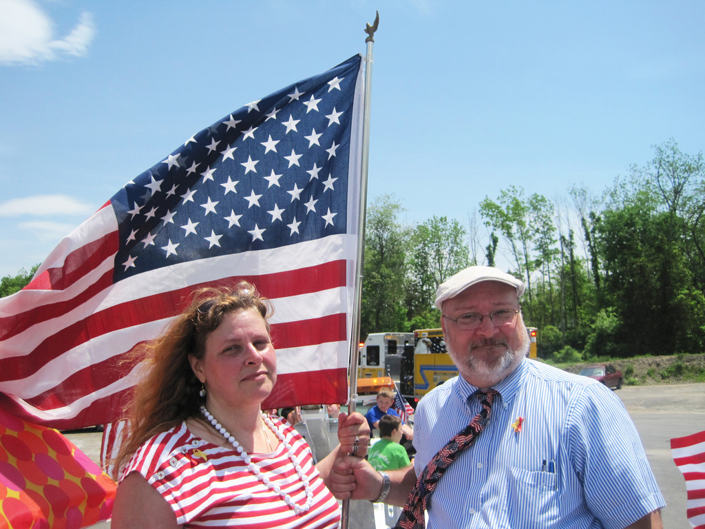 Town of Rochester Supervisor Carl Chipman and Youth Commission Chairwoman Jessica Knapp, the organizers of the ceremony at the Veterans Park dedicated to our fallen hero Sgt. Shawn M. Farrell II.