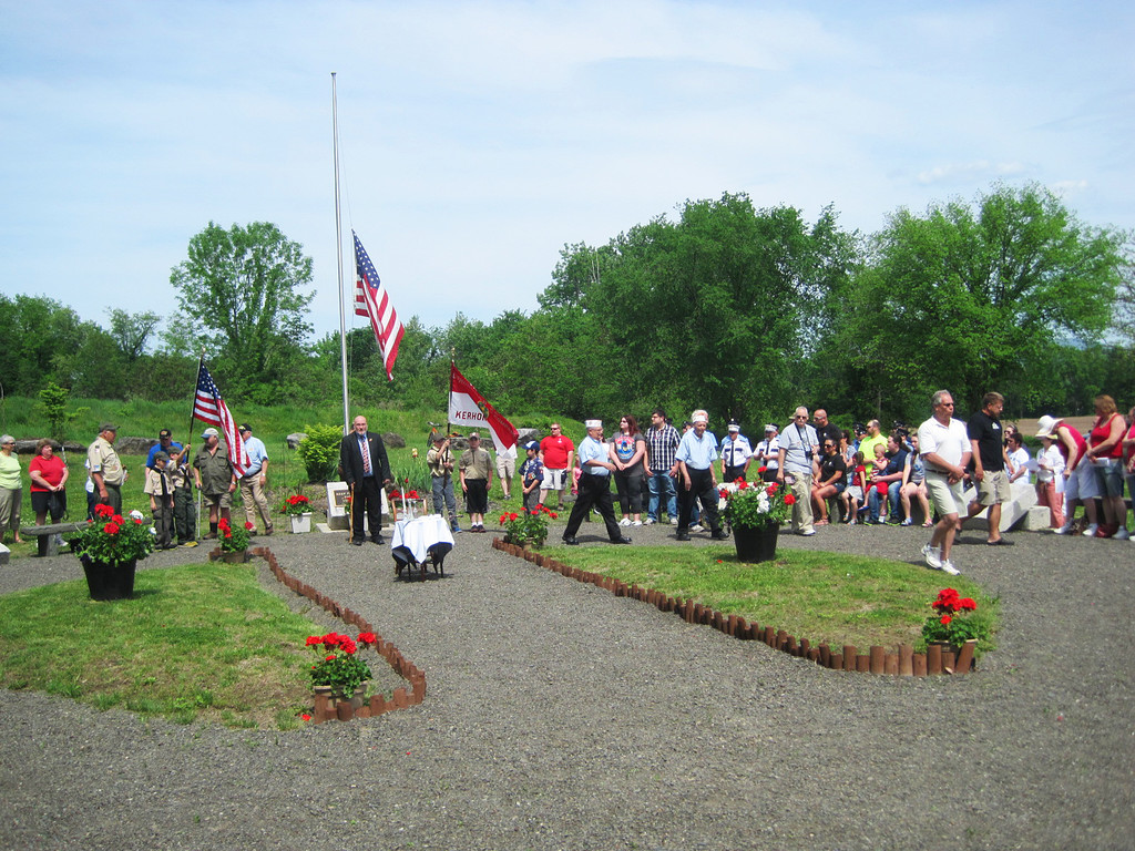 The ceremony at the Veterans Park was dedicated to our fallen hero, Sgt. Shawn Farrell. Town of Rochester Supervisor Carl Chipman was MC-ing the ceremony, which included a solemn "Fallen Comrades Table" moment.