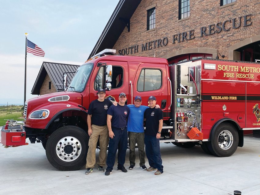 South Metro Fire District firefighters, Wes Polk, left, Travis McConnell, Todd Bramer and John Peterson left for a 14-day stint in California last week. Crews regularly help neighboring states fighting major wildfires throughout the year.