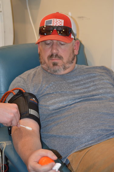 Brent Millspaugh was one of the 22 people who signed up to donate blood on July 1, 2022, in the Vitalant bloodmobile.