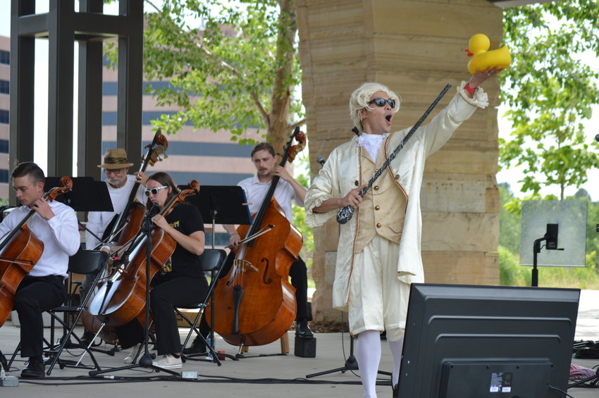 The Arapahoe Philharmonic's performance on July 31, 2022, included an actor playing the role of Wolfgang Amadeus Mozart.