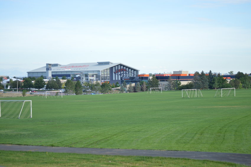 The Denver Broncos Training Camp is visible from Dove Valley Regional Park, located at 7900 S. Potomac St.