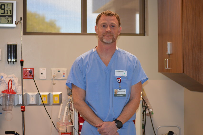 Alex Sutherland works as an emergency room physician at Centennial Hospital. Image taken Nov. 2.