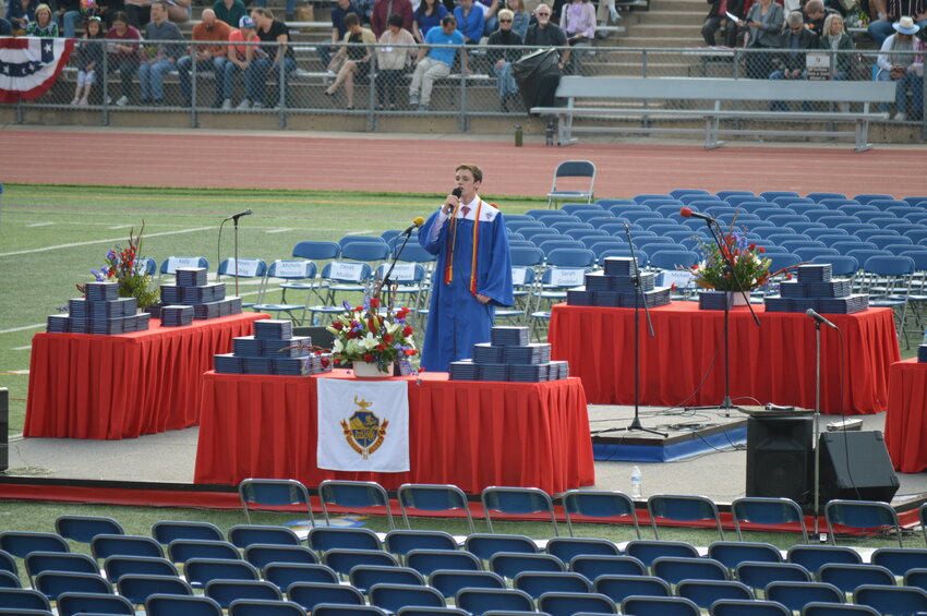 T.J. Hubble, the student body president of Cherry Creek High School, spoke about the value of resilience at the May 24 commencement ceremony.