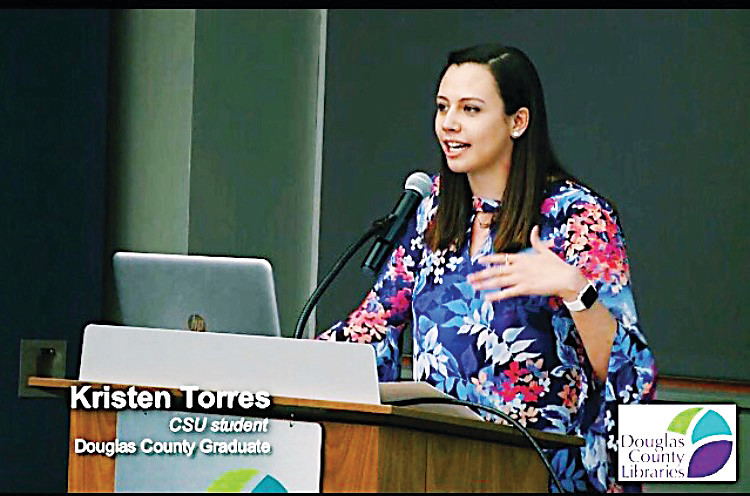 After her own experience with mental health challenges, Kristen Torres, a graduate of Chaparral High School in Parker, is now a mental health advocate and stigma fighter. Torres shared her story at the first Time to Talk community forum on April 26 at the Lone Tree Library, 10055 Library Way.  Mental health, she said, is 