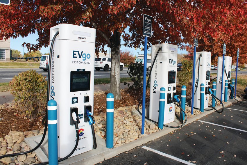 The new EVgo electric vehicle chargers at the Lloyd King Center.