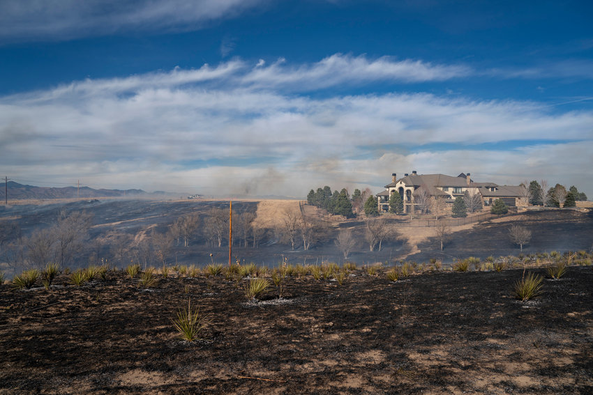 In December 2021, the Chatridge 3 fire consumed 24 acres along Chatridge Court and Highway 85 in the Highlands Ranch area. Two homes were immediately threatened, including the one pictured. That property is well maintained with mowed grass and defensible space against wildfire.