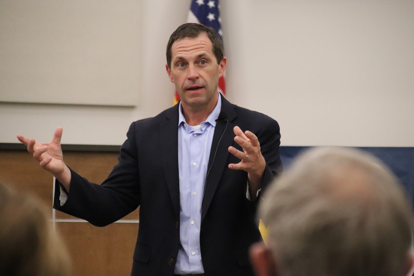 Rep. Jason Crow speaks about a tumultuous two terms in Congress, and on the work ahead, during a June 30 town hall in Littleton.