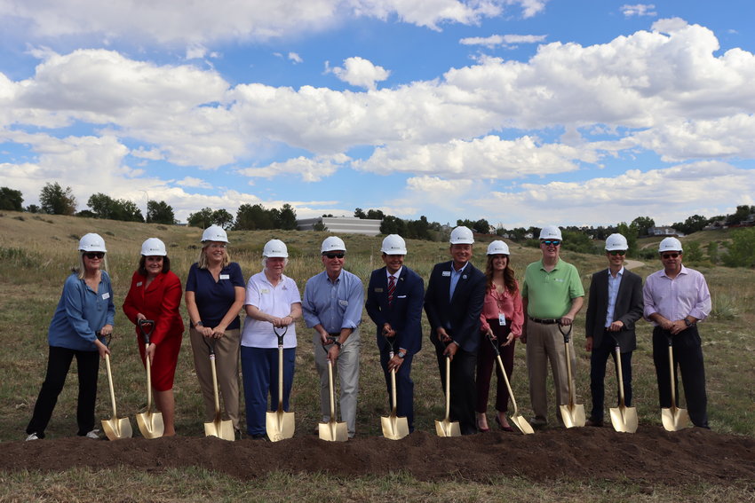Highlands Ranch and Douglas County officials pose for photos before breaking ground on the Highlands Ranch Senior Center on Sept. 19.