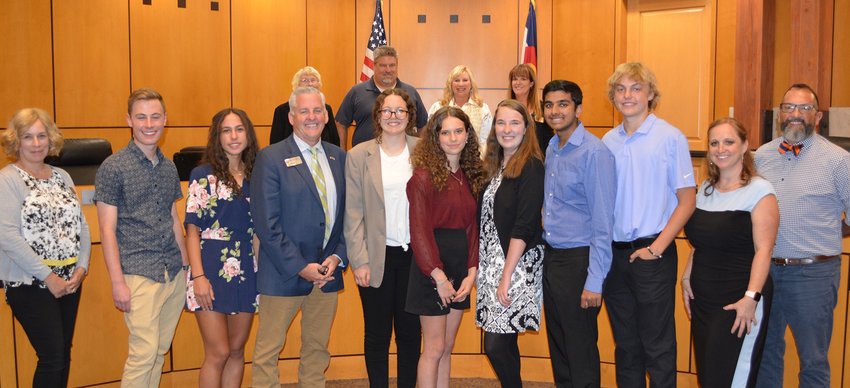The new Parker youth commission pose with the town council during a Sept. 19 meeting.