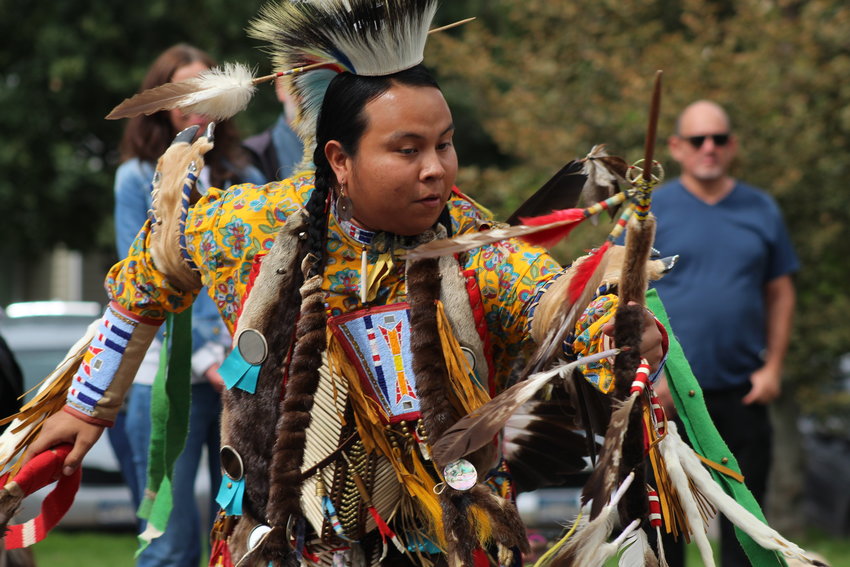 John Cummins, a University of Denver student, performs a men's northern traditional dance during the Oct. 2 Autumn Fest at Golden History Museum &amp; Park.