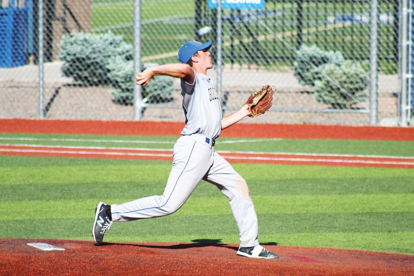 Clear Creek's Bode Baker throws a pitch during a June 2021 game at Denver Christian. Baker, who's been playing baseball since he was 3 or 4 years old, is graduating high school this year and hopes to play baseball at the collegiate level.