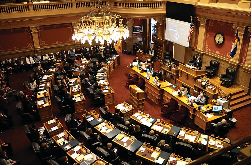 The Colorado Senate on the first day of the 2023 legislative session, Jan. 9, 2023, in the Capitol in Denver.