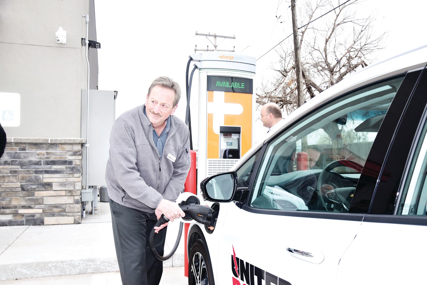 Mark A. Gabriel, United Power&rsquo;s President, and Chief Executive Officer at the Keenesburg ribbon cutting ceremony for the new EV charging station in May 2021.