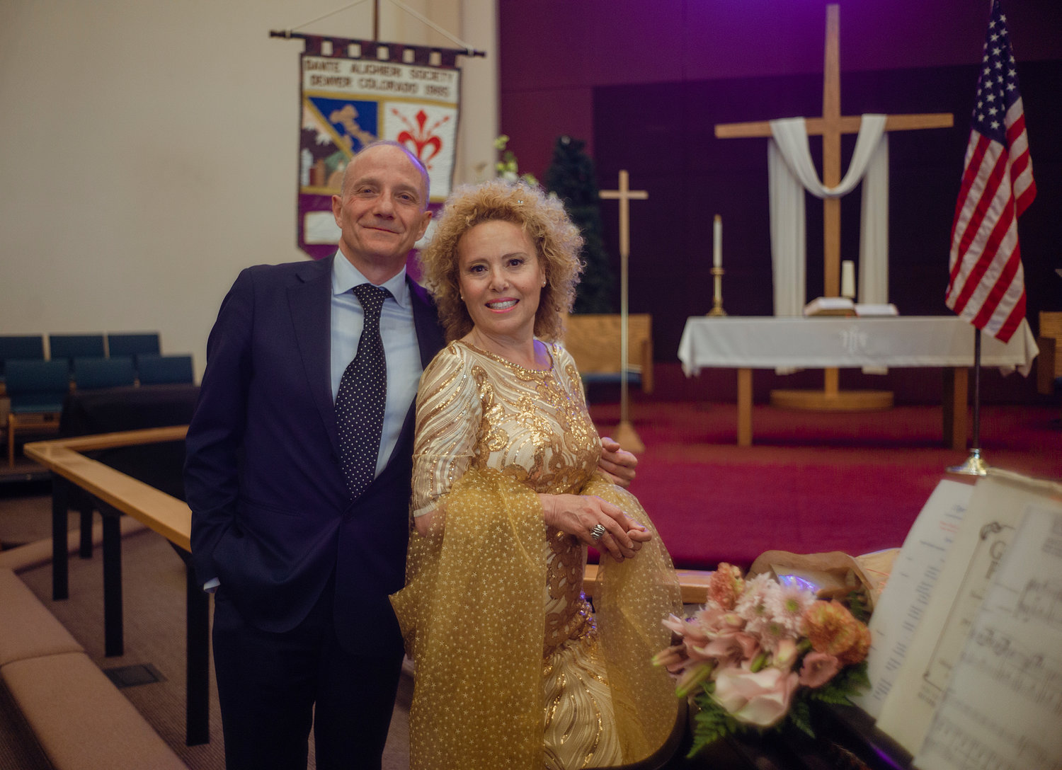 Soprano Angela Papale and accompanist Fabio Marra stand for a portrait after their May 15 performance at Green Mountain United Methodist Church in Lakewood.