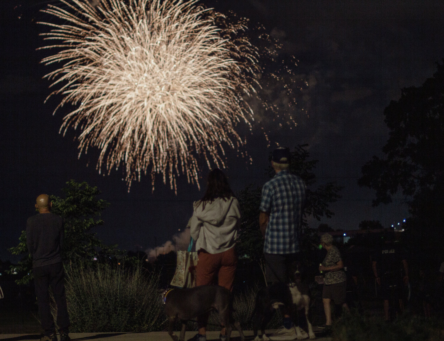 A crowd gathers to watch fireworks in Arvada on July 4.