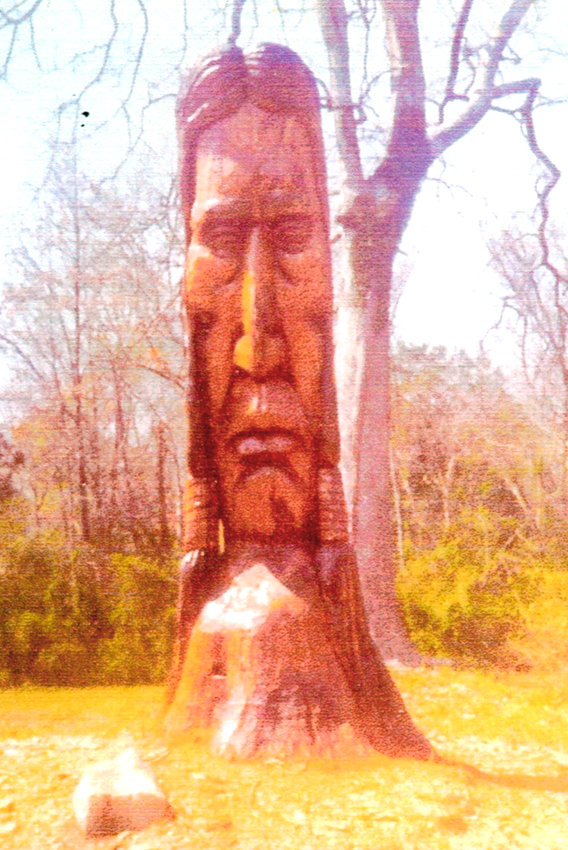 THE CHEROKEE Chieftain is shown after it was finished in 1974. It has now been moved to the Museum Center at 5ive Points as a reminder of the area&rsquo;s Cherokee heritage.