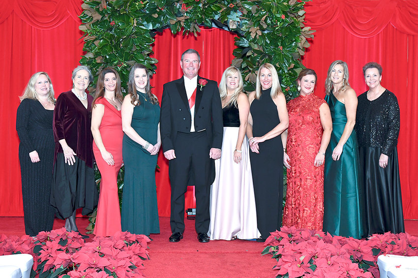 CLEVELAND-ATHENS Cotillion board members include, from left, Kindel McAmis (Holly Ball chairman), Lisa Mayfield (Athens adviser) , Nikki Burton (debutante coordinator) , Heather Jackson (past president), Matthew Bentley (master of ceremonies), Becca Lay (social activities chairman), Kathy Hill  (vice president), Laurie McNulty (president), Keri Robbins (treasurer), and Patti Greek (Athens representative). Not available for photo were Erin Jenne, Kristen Taylor and Courtney Johnston.