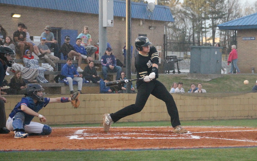 BRADLEY CENTRAL senior Karter Howard drove in four runs in Monday's 12-2 victory over District 6 champion Coffee County in a Region 3-4A semifinal game, in Manchester.