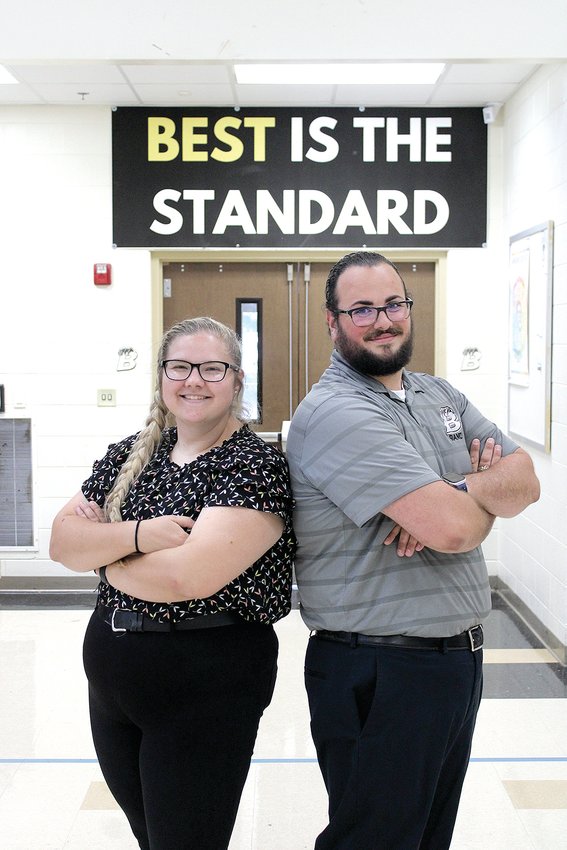 Ashley Garner (left) and Nolan Palus were recently announced as the new Bradley Band assistant director and director, respectively.