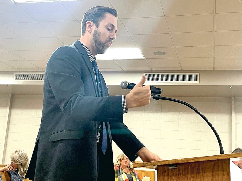 JUDGE CLAY COLLINS spoke to the Bradley County Finance Committee on Oct. 3 in hopes of restoring his budget.