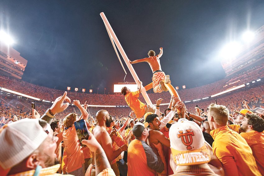 BIG ORANGE fans celebrate the victory over Alabama last Saturday with thoughts on Tennessee's 1998 national championship run in mind.