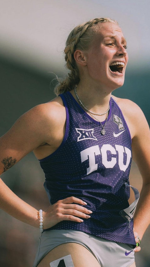 Gracie Morris catches her breath after a race for TCU.