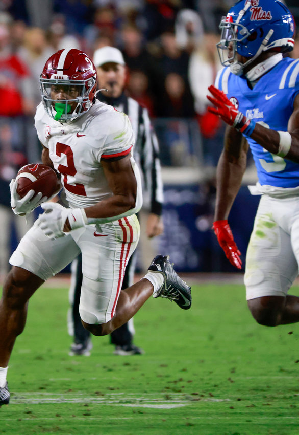 Alabama running back Jase McClellan is shown in action against Ole Miss on Nov. 11, 2022.