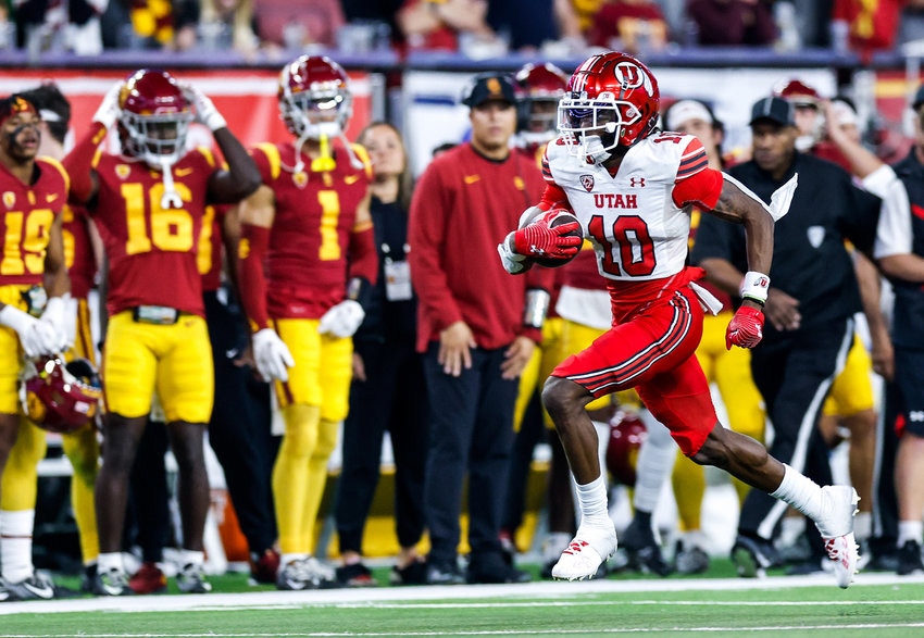 Money Parks lived up to his name as the former Aledo Bearcat was one of the team's top receivers in helping the Utah Utes to a 10-4 record and the championship of the Pac-12 Conference. Parks is shown in the Utah vs. USC game in October of 2022.