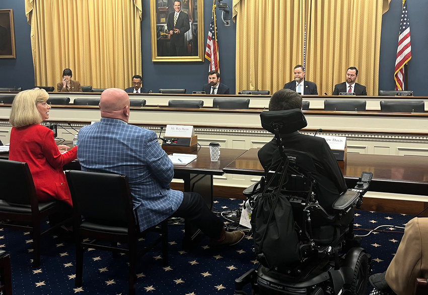 Zan Prince (left) provides testimony to the House Committee on Small Business. She is shown with Roy Heim, founder and owner of Heim Construction Co. in Pennsylvania, and Drew Davis, owner of Crippling Hot Sauce in Missouri.
