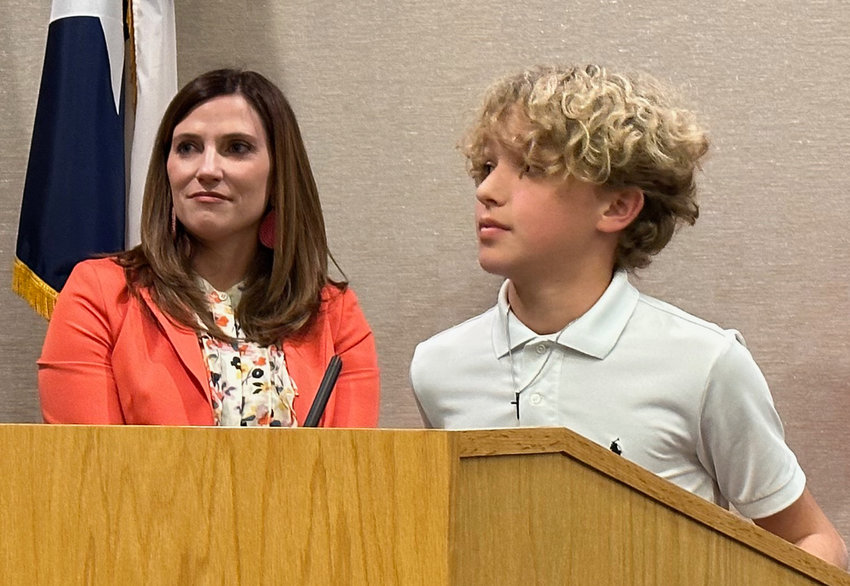 Luke Tarrant spoke about his experience as an ambassador at Aledo Middle School.
