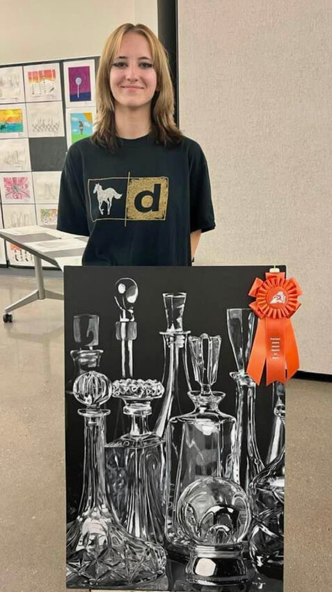 Sage Symns won first place in the Advanced Placement category at the Parker County Student Art Show with "Decanter."