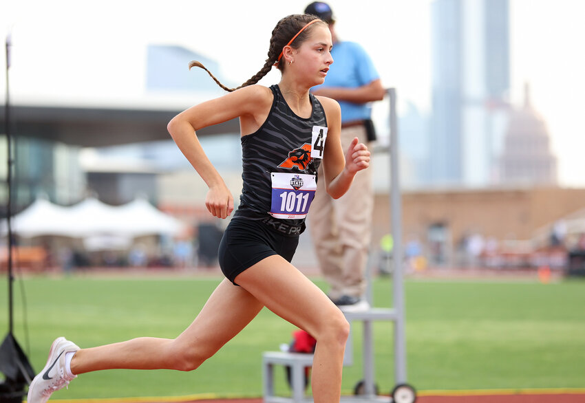 Freshman Sofia Brandenburg of Aledo High School placed fifth in the Class 5A girls 800-meter run during the UIL State Track and Field Meet on Thursday, May 11, in Austin.