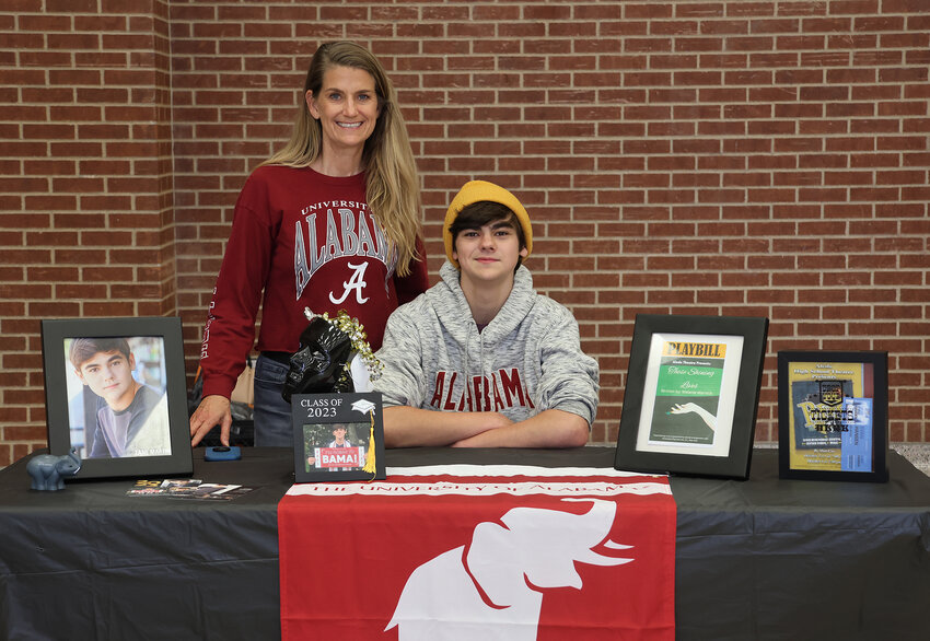 Zane Martin signed with University of Alabama in theatre. He is shown with Lori Martin