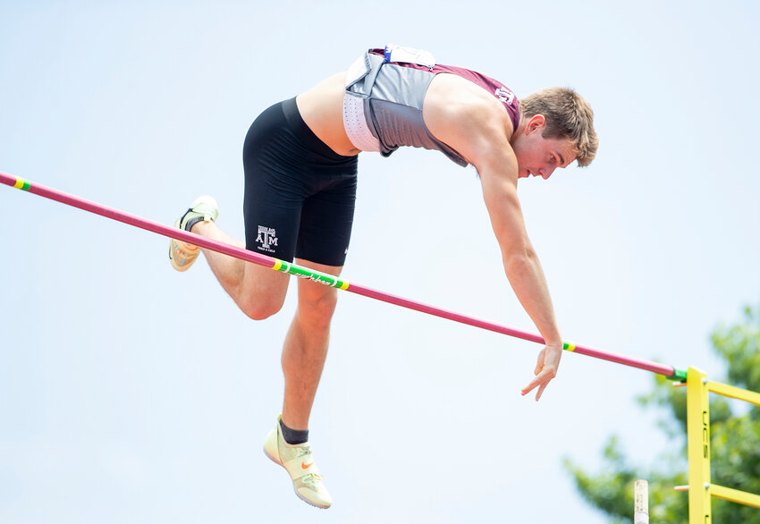OXFORD, MS - May 14, 2022 - Zach Davis during Day 3 of the SEC Outdoor Track and Field Championships in Oxford, Mississippi. Photo By Aiden Shertzer/Texas A&M Athletics