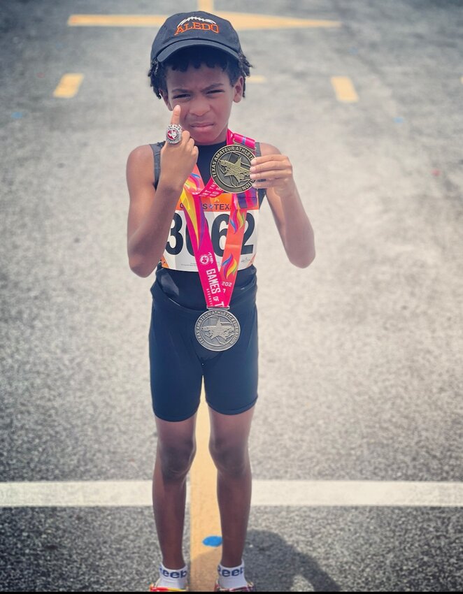 Willie Gibson III of Aledo, age 8, recently won gold medals in the 200 and 400-meter dashes at the Texas Amateur Athletic Federation Games of Texas in Brownsville. He posted his fastest times ever with a 30.81 seconds in the 200 and 1 minute, 09.83 seconds in the 400..