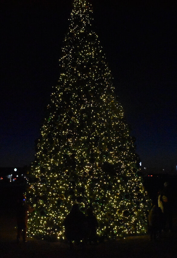 The Willow Park CHristmas Tree stands out with Interstate 20 as a backdrop.