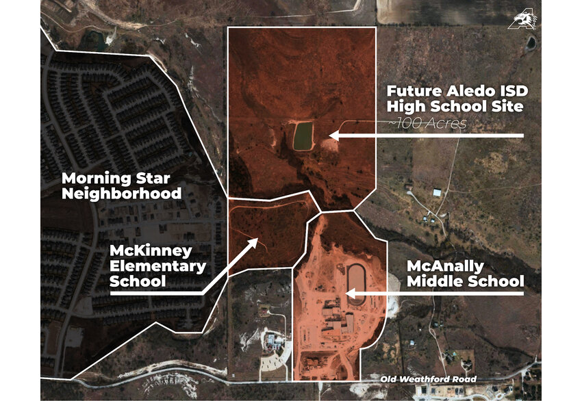 The new high school site is just to the north of the new Lynn McKinney Elementary School and McAnally Midle School.
