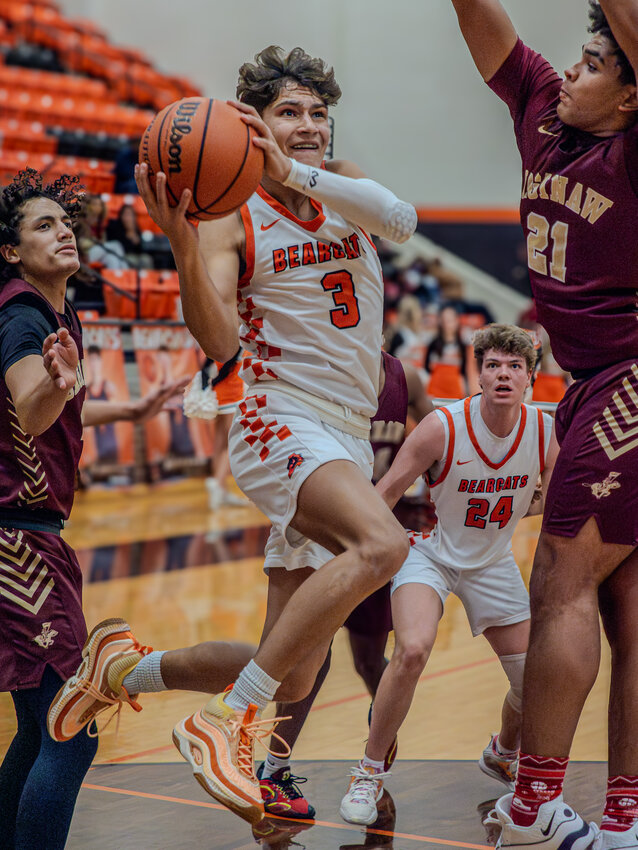 Joaquin Pacheco drives the lane during recent District 5-5A action against Saginaw. Pacheco scored 16 points in the Bearcats win over Azle on Tuesday, Jan. 9.