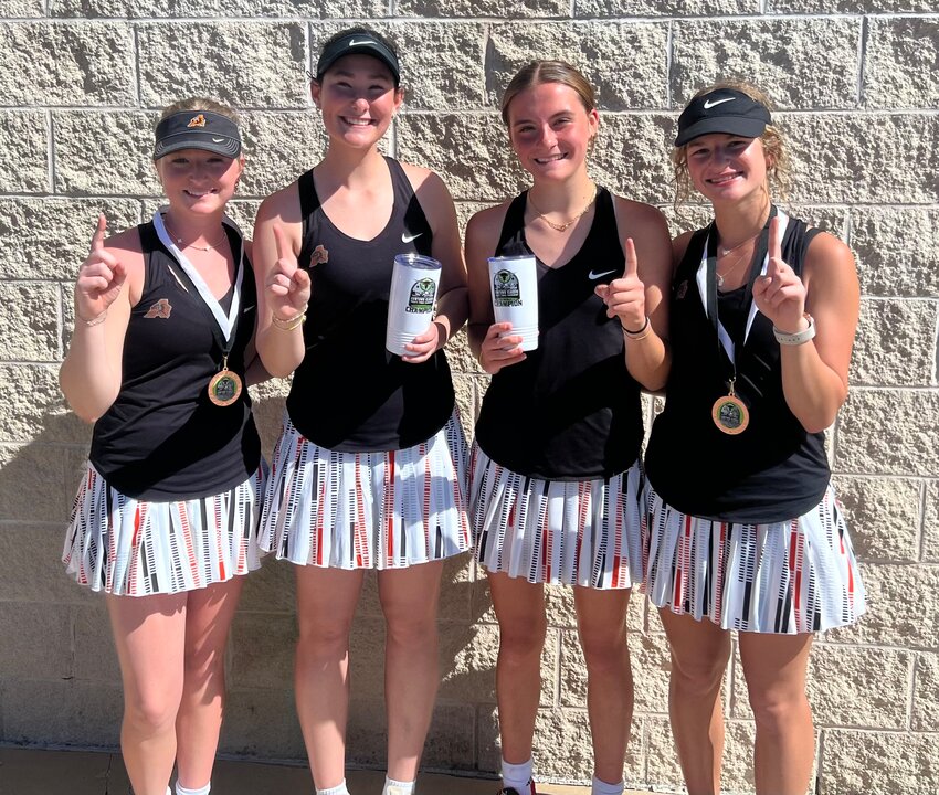 (From left) Sydney Byrd, Kenley Germany, Lila Satterfield and Natalie Nawrocki were winners for Aledo in early spring tournament action. 