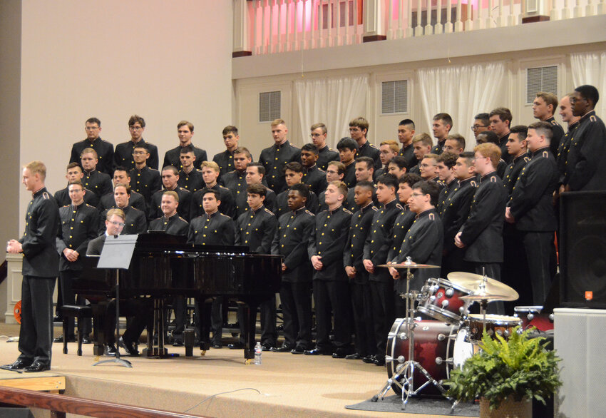 The Texas A&M Singing Cadets performed at Aledo United Methodist Church Saturday, Feb. 17. .The choir, presented by Parker County Aggie Moms’ Club, came to Aledo near the end of a 16-city Texas tour. This is the second time the church has hosted the choir.