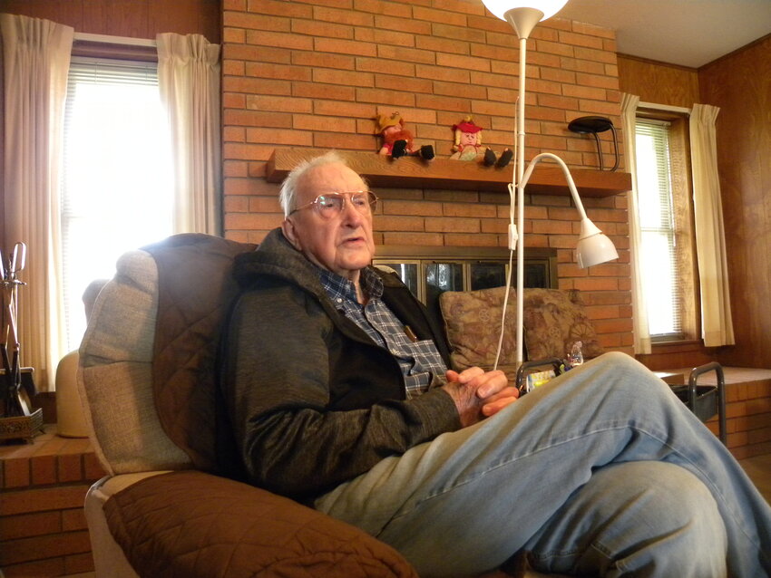Bill Kongable recalls scenes he encountered entering Camp Ohrdruf after the concentration camp was liberated. The World War II veteran shared his memories at a family gathering in the Aledo home that has been in the family since 1950.