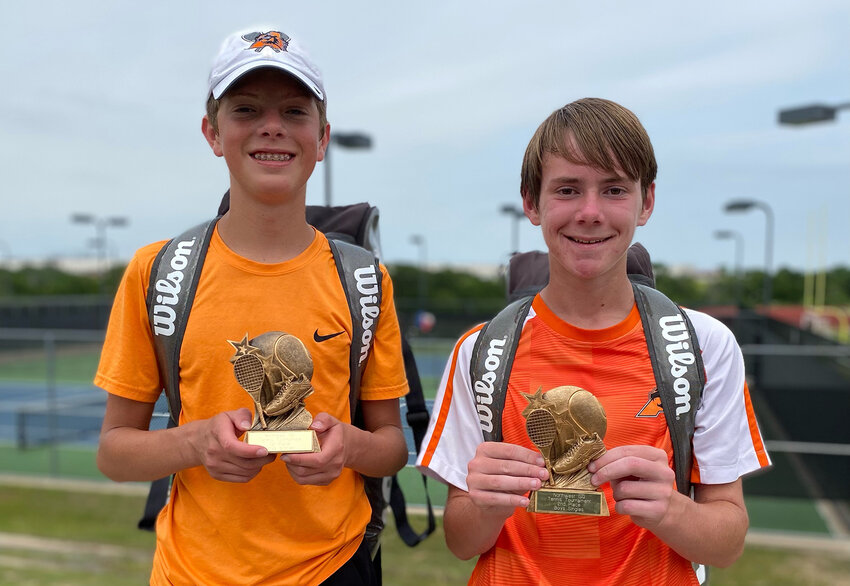 Ben Kurth and Casen Freeland finished 1-2 in Boys Singles B in the Northwest ISD Tournament.