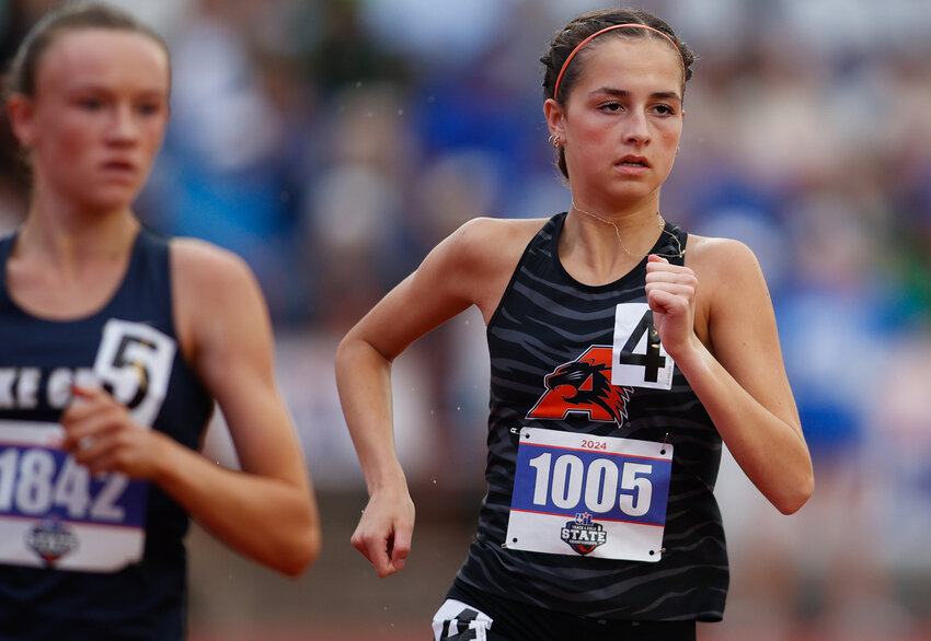 Sophomore Sofia Brandenburg of the Aledo Ladycats competed in the 800-meter run at state for a second straight season.