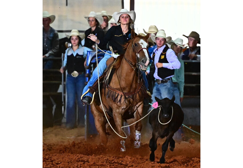 Breakaway roper Kaydence is one of three Weatherford College competitors at this week’s College National Finals Rodeo in Casper, Wyoming. The Southwest Region champion is joined by regional team roping-header champion Jett Stewart and breakaway roping qualifier Harley Meged.