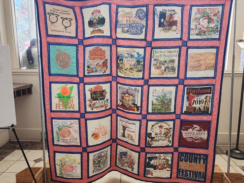 This quilt honors several Peach Festivals from years past.