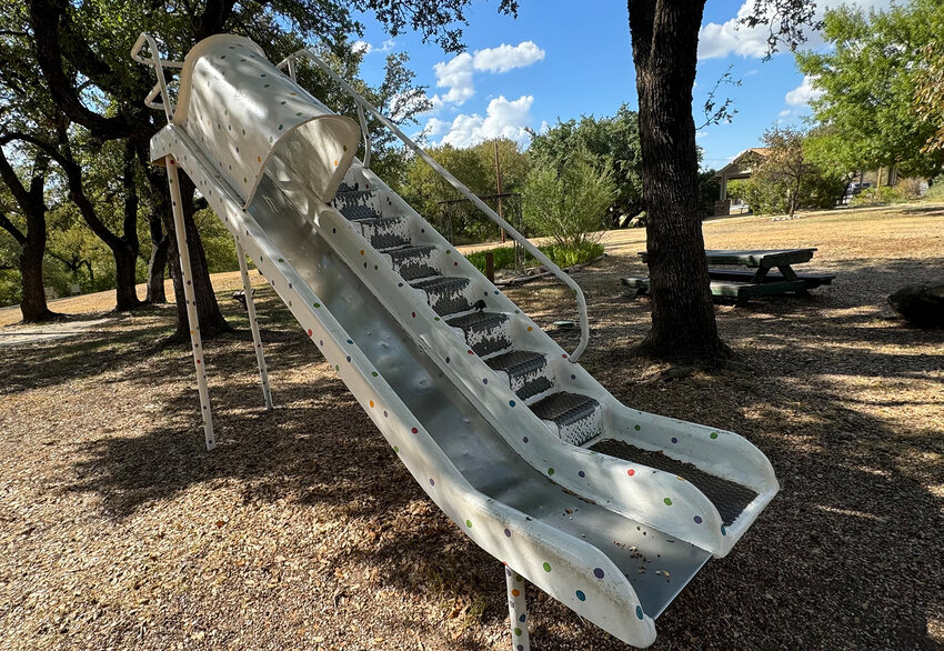 The equipment at Aledo's Community Center playground has been deemed not to meet safety guidelines, and will be removed and replaced at a later date.