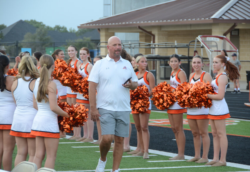 Aledo Head Coach Robbie Jones takes the field.