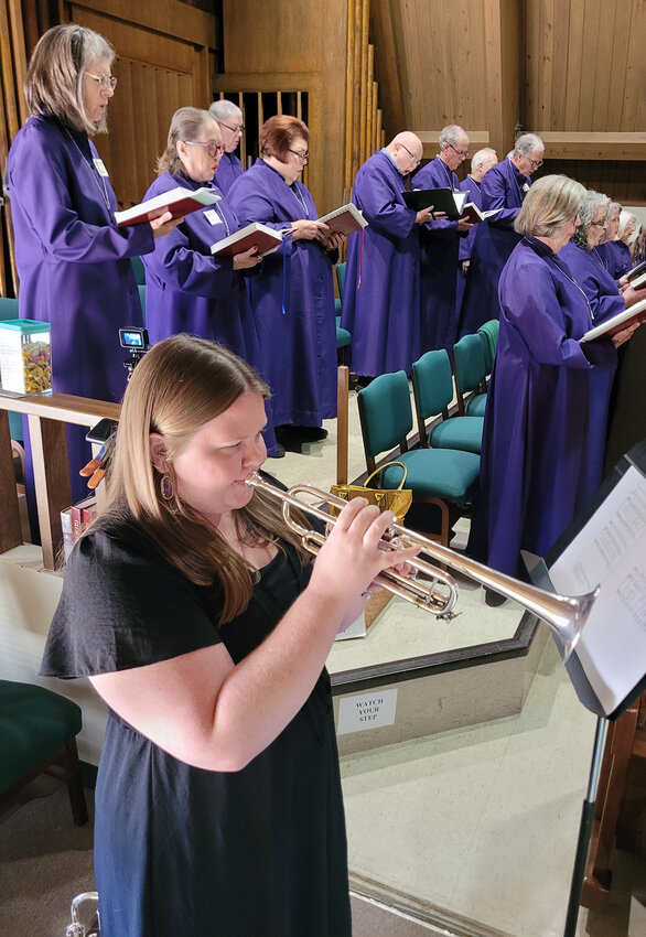 Abby Ward, doctoral student and teaching fellow at the University of North Texas, joined the church choir for the 150-year celebration service.