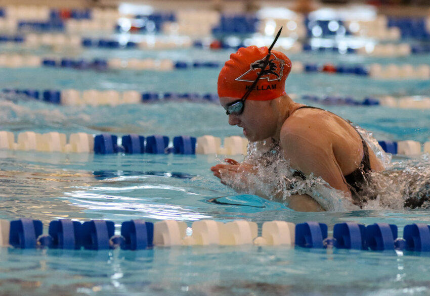 Sydney Kellam was the lone freshman to win a gold medal for the Ladycats at the District 5-5A Swim Meet.